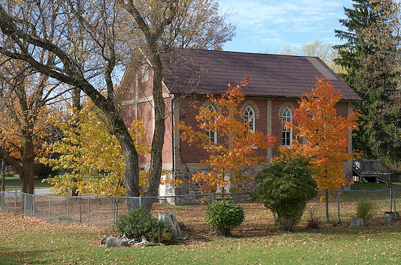Fingerboard church in fall.