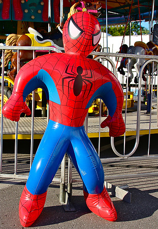 Spiderman guards the Merry-Go-Round